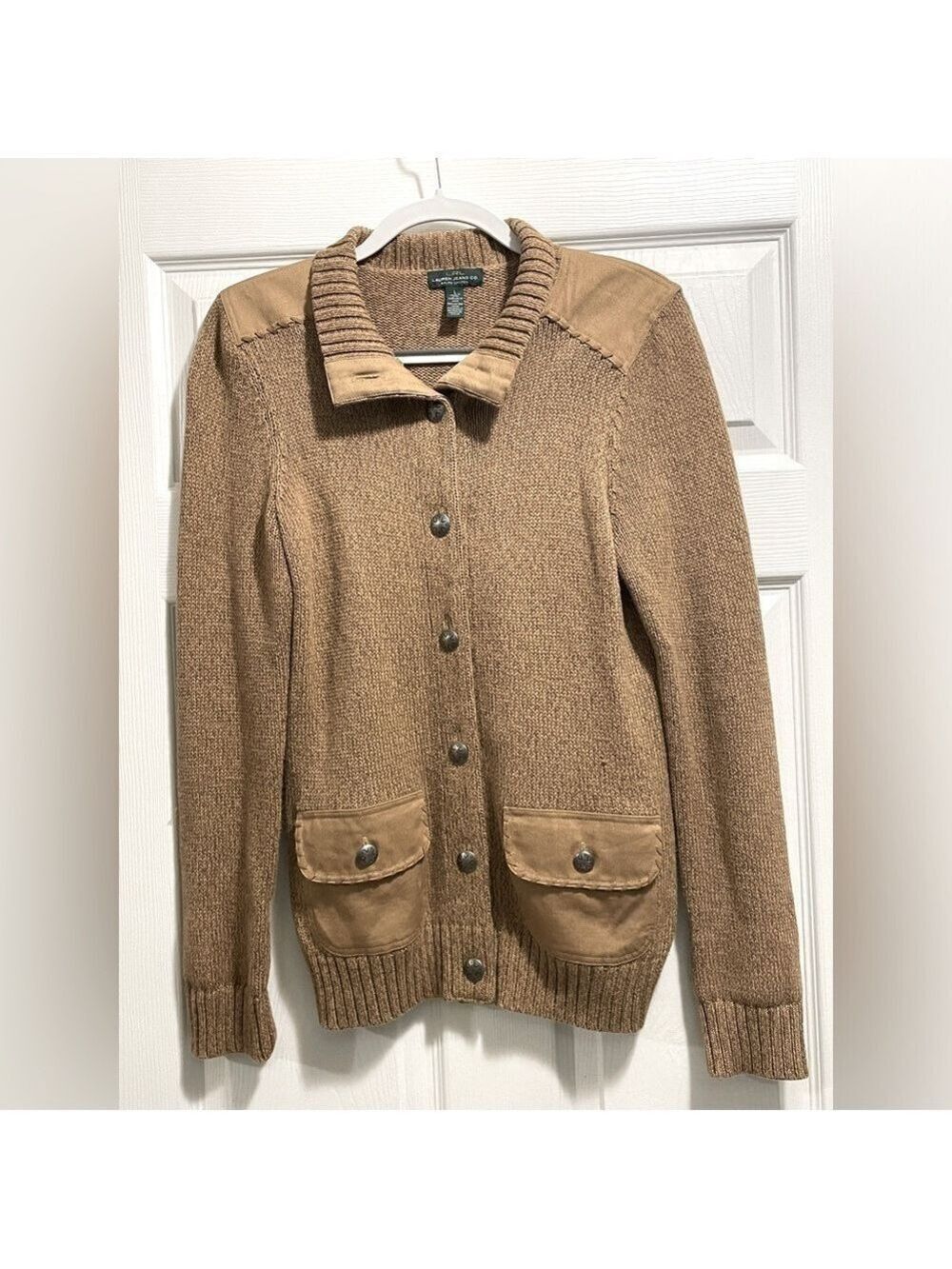 Women's Ralph Lauren Jeans Co. Brown/Tan 100% Cotton Sweater/Cardigan Size Large